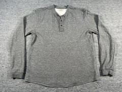 Marine Layer Henley Shirt Mens Medium Grey Stretch Long Sleeve Casual Pullover