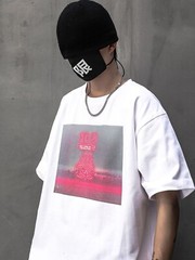 Niepce Men’s Japanese Streetwear Bomb Faded Graphic Half Sleeve T-shirt
