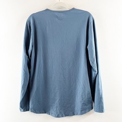 CUTS Long Sleeve Curve-Hem Henley T-Shirt Top Atlantic Blue Large