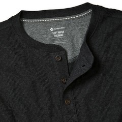 Mens Thermal Henley Long Sleeve T-Shirt Grandad Cuff Tee Warm Waffle Knit Winter