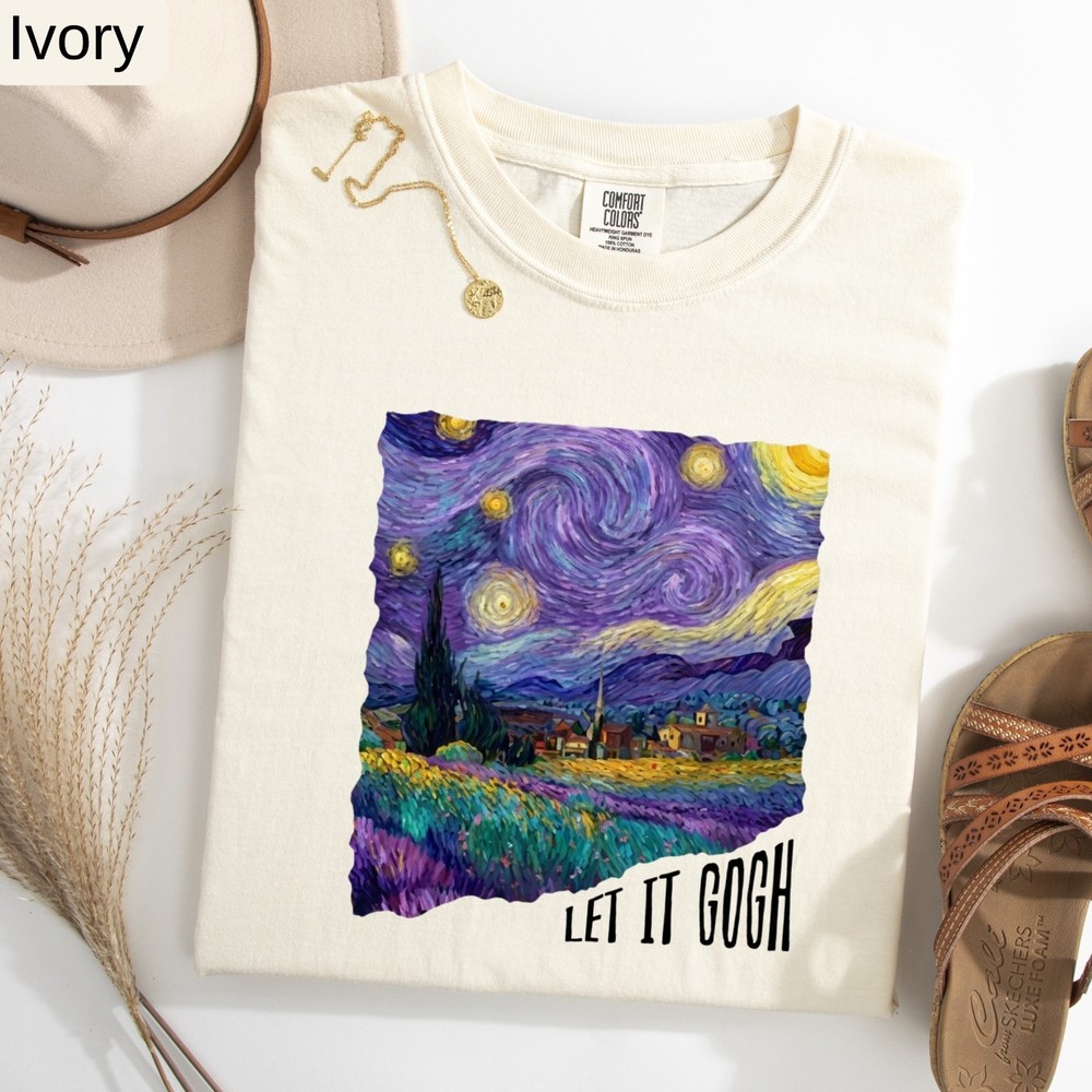 Let It Gogh Starry Night T-Shirt Van Gogh Art Comfort Colors Tee, Art Lover Gift
