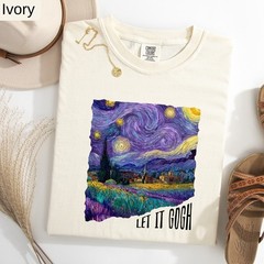 Let It Gogh Starry Night T-Shirt Van Gogh Art Comfort Colors Tee, Art Lover Gift