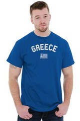 Greece Country Flag National Pride Greek Gift Adult Short Sleeve Crewneck Tee