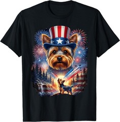 Yorkie 4th of July Yorkshire Dog US American Flag T-Shirt ,Kid Adult TShirt