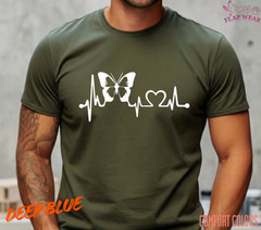 Unisex Butterfly Heartbeat Lifeline T shirt Men T shirt Women valanity Romantic