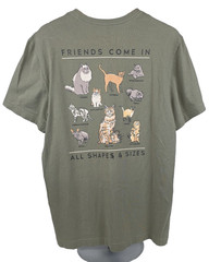Life is Good Olive S/S Mens Crusher Tee Sz Medium Fun Novelty Friends Cats