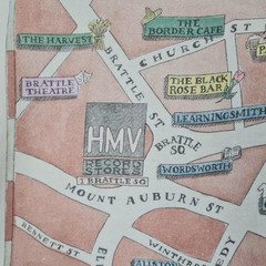 Vntg HMV Boston Shirt Mens Large White Harvard Square Record Store Single Stitch