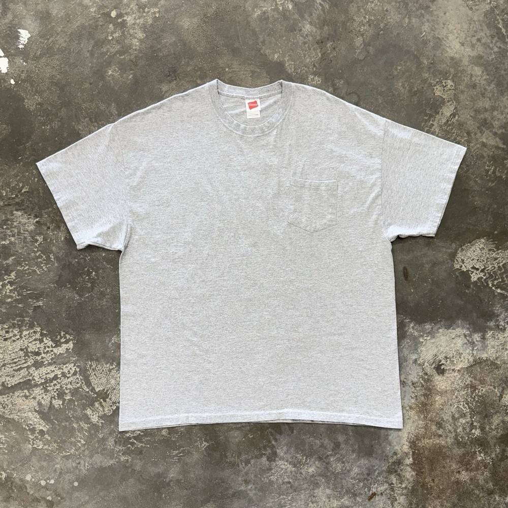 Vintage Hanes Pocket T Shirt XL Blank Gray Heavyweight Streetwear