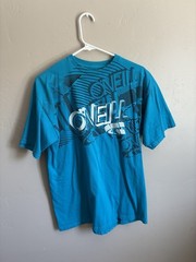 O’Neill Men’s Blue Graphic Logo Tee L Cotton Jersey Crew Neck Short Sleeve