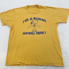 vintage 80s I’M A BUENA NJ SOFTBALL FREAK CARTOON T-Shirt MEDIUM soft thin