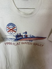 Vintage Shirt Adult L White Flat Water Rally Boat 1988 Graphic Single Stitch