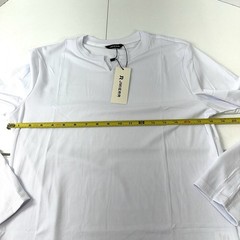 Jmierr Men’s White Long Sleeve Muscle T-Shirt V-Neck Ribbed T-shirt M