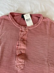 Ralph Lauren RRL Mens Knit Cotton Henley Shirt, Coral Toned, M
