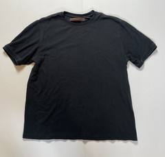 Vintage Perry Ellis Men’s Large Black Ribbed Knit Short Sleeve Shirt