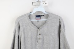 Vintage 90s Streetwear Mens Medium Blank Striped Ribbed Knit Henley T-Shirt Gray