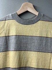 Vintage Hang Ten Striped T-Shirt Yellow Grey 70s Surf Skate Made in USA L/XL