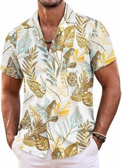 Mens Hawaiian Shirt Short Sleeve Floral Button Down Tropical Beach Casual Top