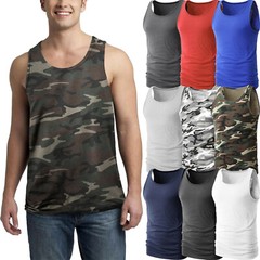 Mens Tank Top Active Gym A-shirt Muscle Solid Workout Exercise Sleeveless Shirt