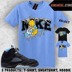 Tee Shirt Matching AJ 5 Black UNC Blue 2026 Match Sneaker Winnie P Bear T-Shirt