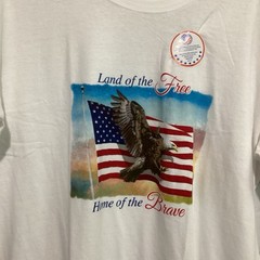 Men’s White Size L Land Of The Free Home Of The Brave T-Shirt America Freedom