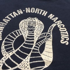 Vintage 80s Manhattan North Narcotics T-Shirt Mens L/XL Blue NYPD NY Made in USA