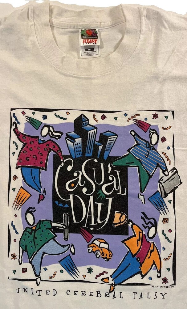 Vtg 90s Casual Day T-Shirt XXL United Cerebral Palsy Single Stitch 100% Cotton