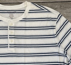 Sonoma Henley Size XXL Off White Blue & Gray Stripes New With Tags