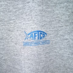 AFTCO Gray Fishing Graphic Logo Short Sleeve Crew Neck T-Shirt Mens L