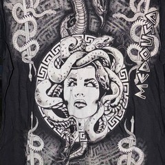 B&C Collection Medusa Snake Graphic Black Cotton Men’s XXXL T-Shirt