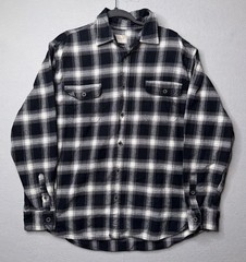 Jachs Mfg Heritage Flannel Shirt Men Large Black White Plaid Button Up Pockets