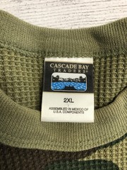 Cascade Bay Traders Shirt Mens 2XL Green Camo Thermal Waffle Knit Long Sleeve