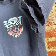 Vintage Transformers Shirt Mens Large Blue Cotton Autobot Logo Cartoon FOTL