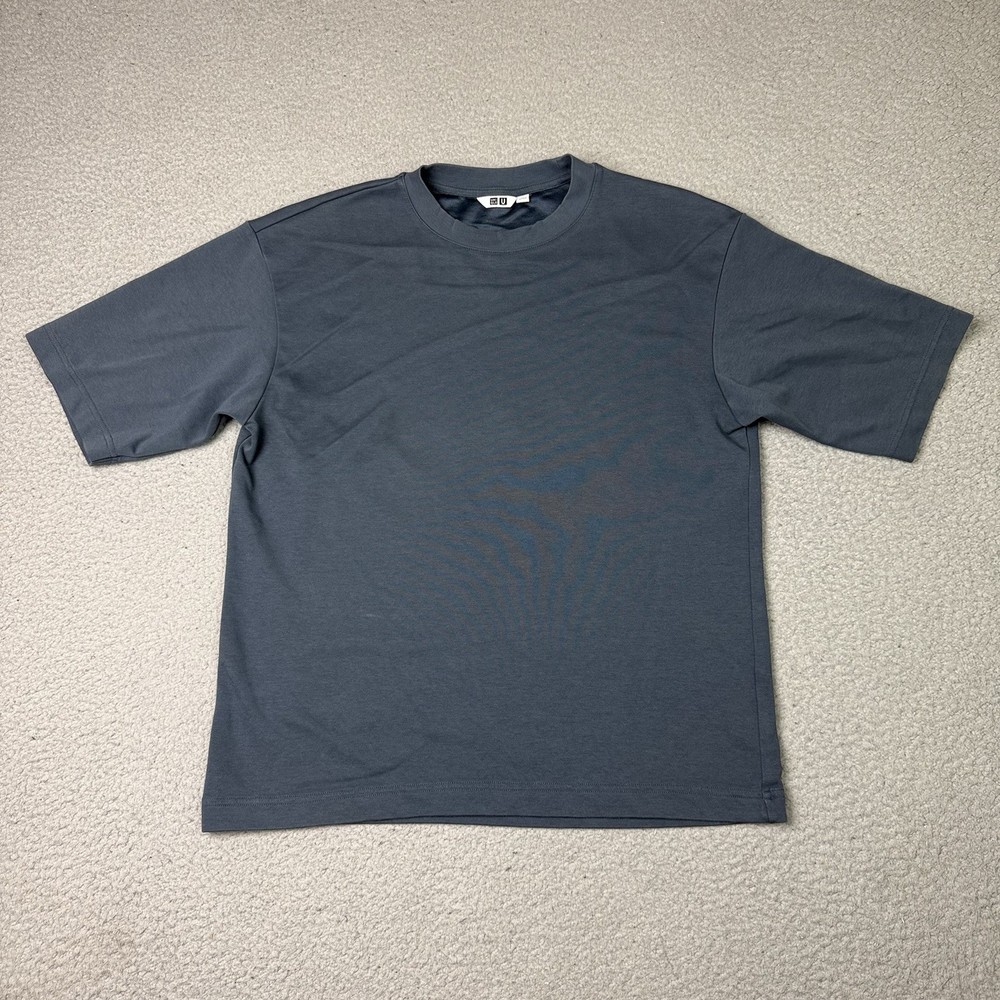Uniqlo T Shirt Mens Small Blue U AIRism Oversized Casual Short Sleeve Essential