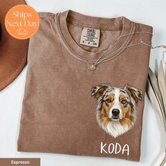 Custom Dog Portrait Comfort Tee Shirt from Photo Personalized Pet