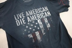 Grunt Style USA Punisher American Flag Shirt Blue Short Sleeve Mens Sz Large
