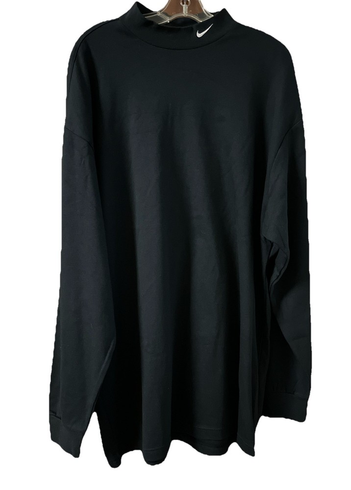 NWT Nike Golf TShirt Vtg 90’s Black Mock Neck Long Sleeve Cotton Swoosh Men XXL
