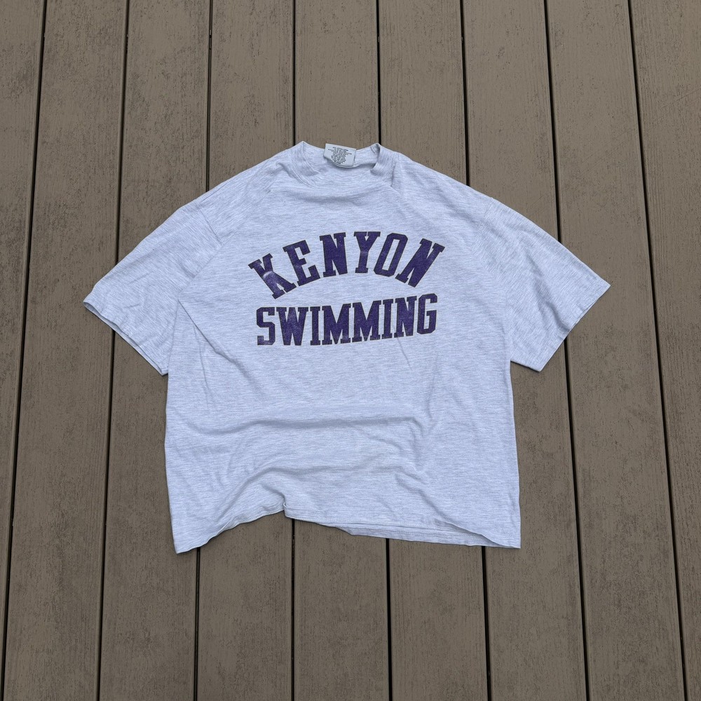 Vintage 90s Kenyon Swimming Made in USA College Spellout Shirt Men’s Medium NCAA