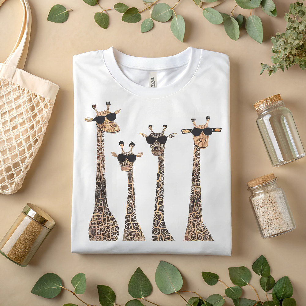Cool Giraffe Family Shirt – Funny Matching Safari Animal Graphic Tee A438