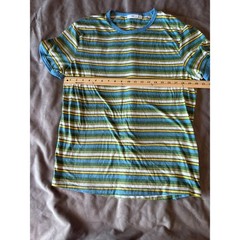 Dip Mens Striped Short Sleeve Crewneck T-Shirt Blue Green Yellow Large