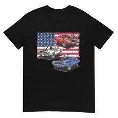 cars red white and blue american flag