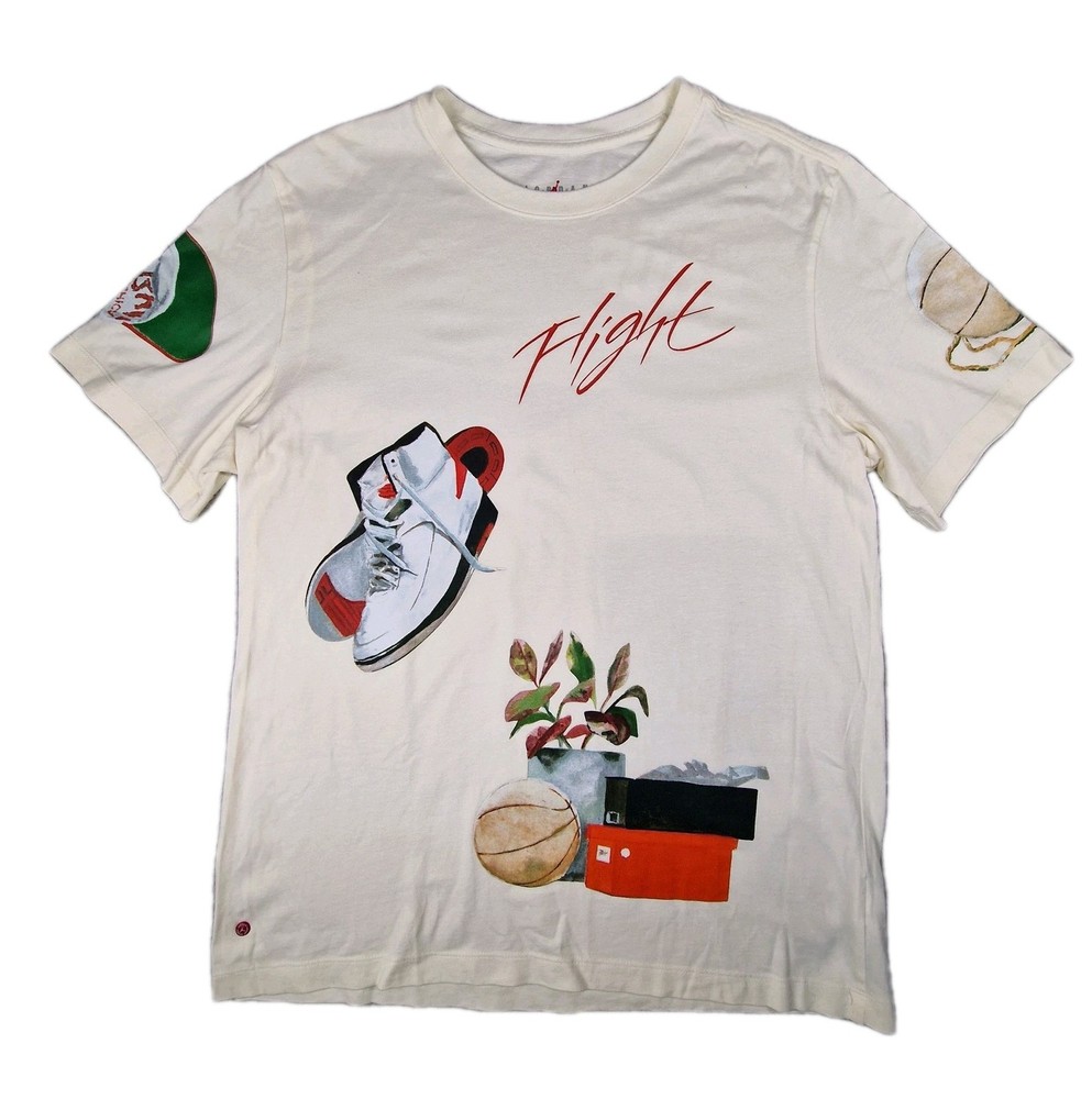 Nike Jordan Artist Series Jacob Rochester Flight World Tour T Shirt Mens L Cream