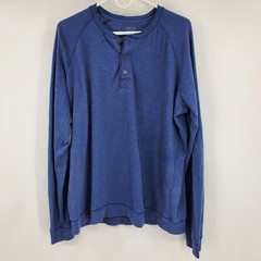 Vince Mens Blue Long Sleeve Cotton Slub Henley Shirt XL Casual Everyday