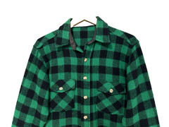 S/M Vtg 90s Green Black Buffalo Check Flannel Skate Punk Grunge Rock Men’s Shirt