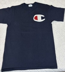Vintage Champion Big Logo Embroidered Blue Shirt Size M