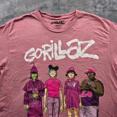 Gorillaz Graphic T-Shirt Medium Pink Mens Regular Fit Cotton Band Music Tee