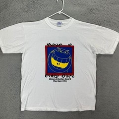 VINTAGE MV Sport T-Shirt Adult XL White Blue Single Stitch Tee Made In USA Mens