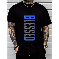 Men’s Casual Crew Neck T-Shirt – Geometric-Pattern, Smooth Cotton Knit Fabric