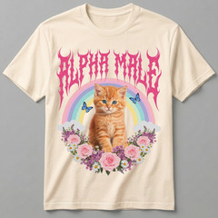 Funny Alpha Male Shirt Cute Kitten Rainbow Graphic Tee Sarcastic Men Women Gift