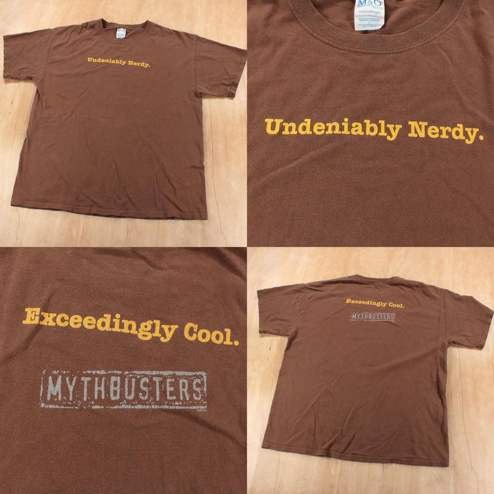 vtg y2k Discovery Channel Mythbusters t-shirt LARGE tag vtg y2k nerd tv show