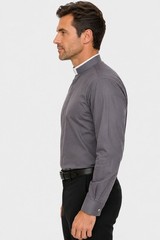 Men’s Clergy Shirt Roman Collar Long Sleeve Grey Pastor Priest Church Wear
